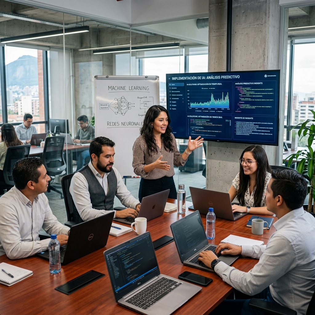 Equipo implementando herramientas de inteligencia artificial en una empresa